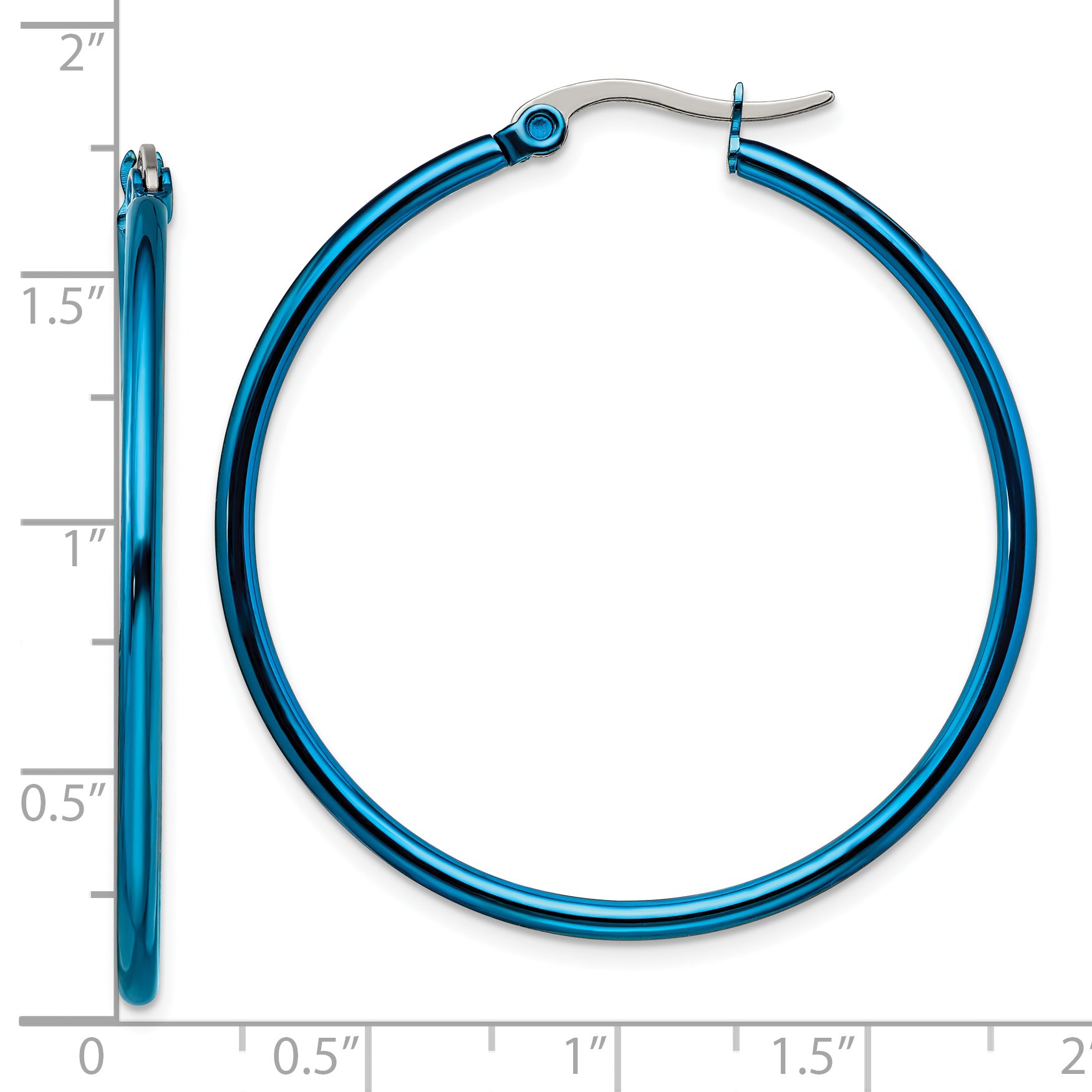 Blue IP-Plated Hoop Earrings in Stainless Steel, 42mm