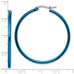 Sophia Jewelers Stainless Steel Blue IP-Plated Hoop Earrings Gift Ready