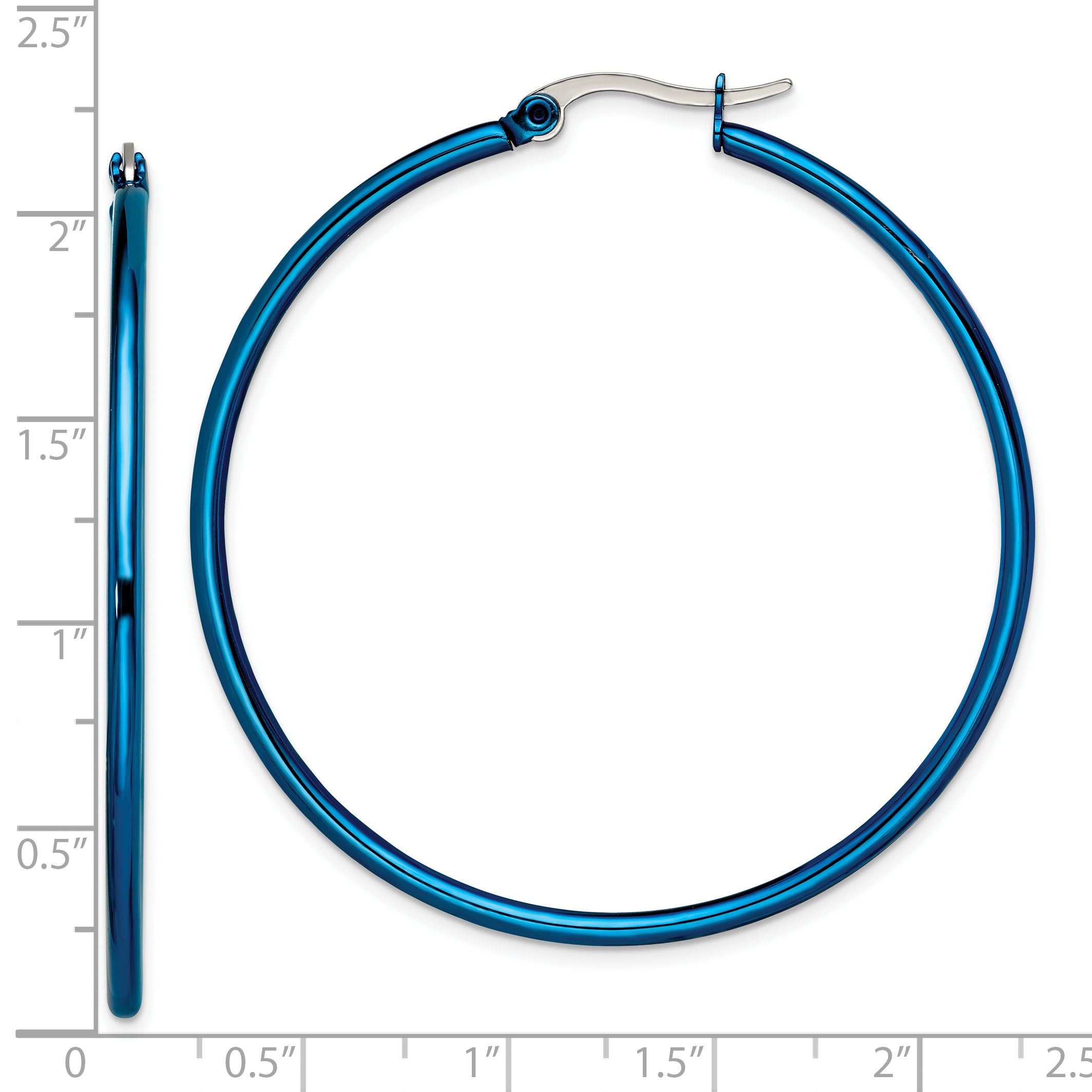 Sophia Jewelers Stainless Steel Blue Polished Hoop Earrings Gift Ready
