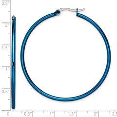 Sophia Jewelers Stainless Steel Blue Polished Hoop Earrings Gift Ready