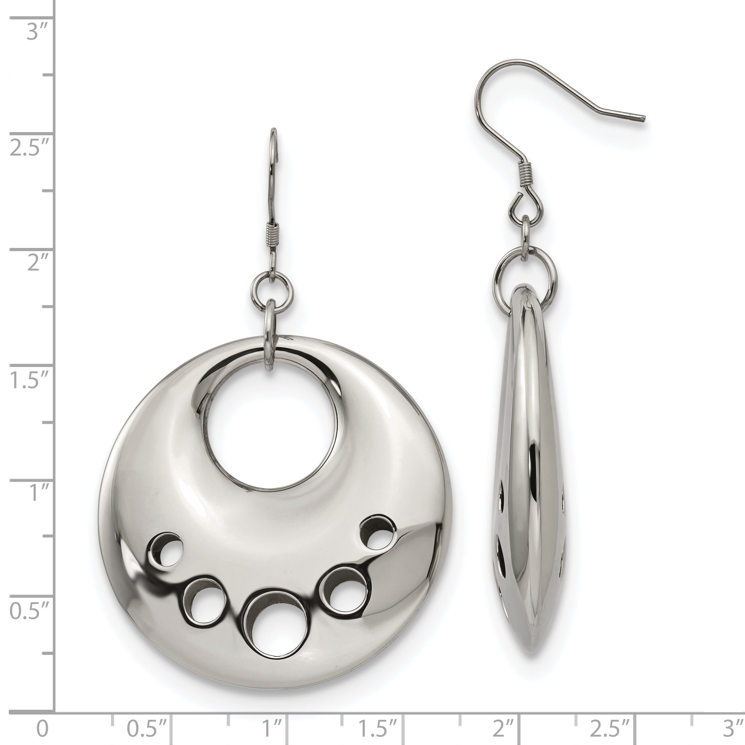 Stainless Steel Modern Circle Dangle Earrings with Polished Finish