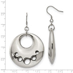 Stainless Steel Modern Circle Dangle Earrings with Polished Finish