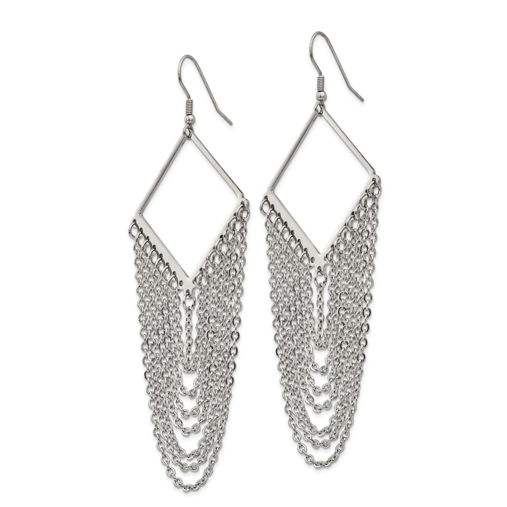 Sophia Jewelers Stainless Steel Dangle Earrings with Polished Multi Chain Design