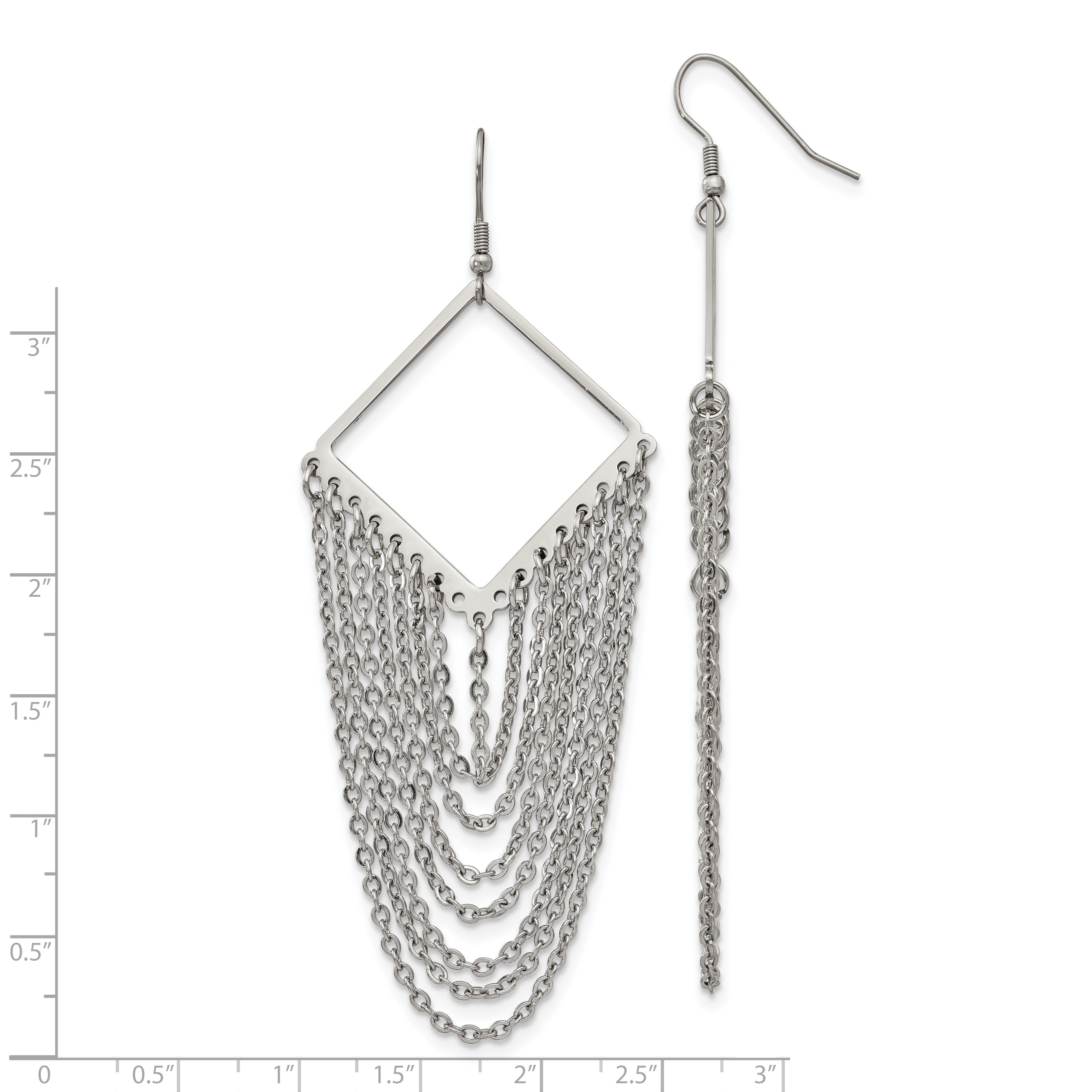 Sophia Jewelers Stainless Steel Dangle Earrings with Polished Multi Chain Design