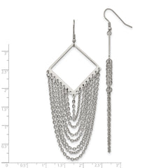 Sophia Jewelers Stainless Steel Dangle Earrings with Polished Multi Chain Design