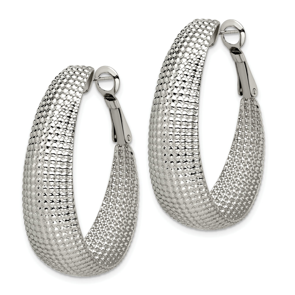 Sophia Jewelers Stainless Steel Oval Hoops with Omega Back Gift-Ready