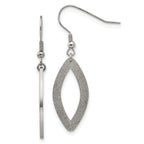 Chisel Stainless Steel Polished Laser Cut Oval Dangle Shepherd Hook Earrings