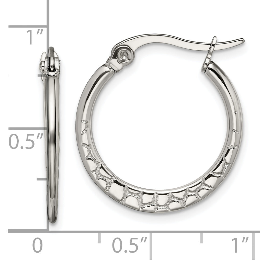 Sophia Jewelers Stainless Steel Women's Textured Hoop Earrings Gift Ready