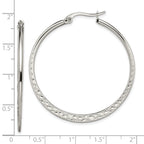 Sophia Jewelers Polished Stainless Steel Hoop Earrings with Textured Finish 40mm