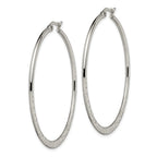 Polished & Textured Hoop Earrings in Stainless Steel, 50mm