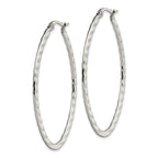 Polished & Textured Oval Hoop Earrings in Stainless Steel