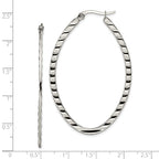 Polished & Textured Oval Hoop Earrings in Stainless Steel