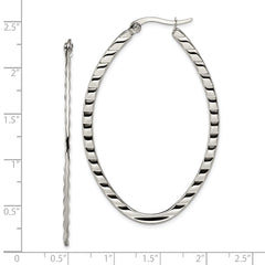 Sophia Jewelers Polished Stainless Steel Oval Hoop Earrings Gift Ready