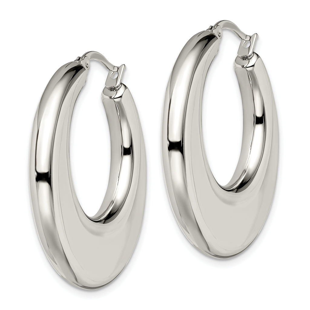 Polished Hollow Hoop Earrings in Stainless Steel, 35mm