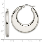 Polished Hollow Hoop Earrings in Stainless Steel, 35mm