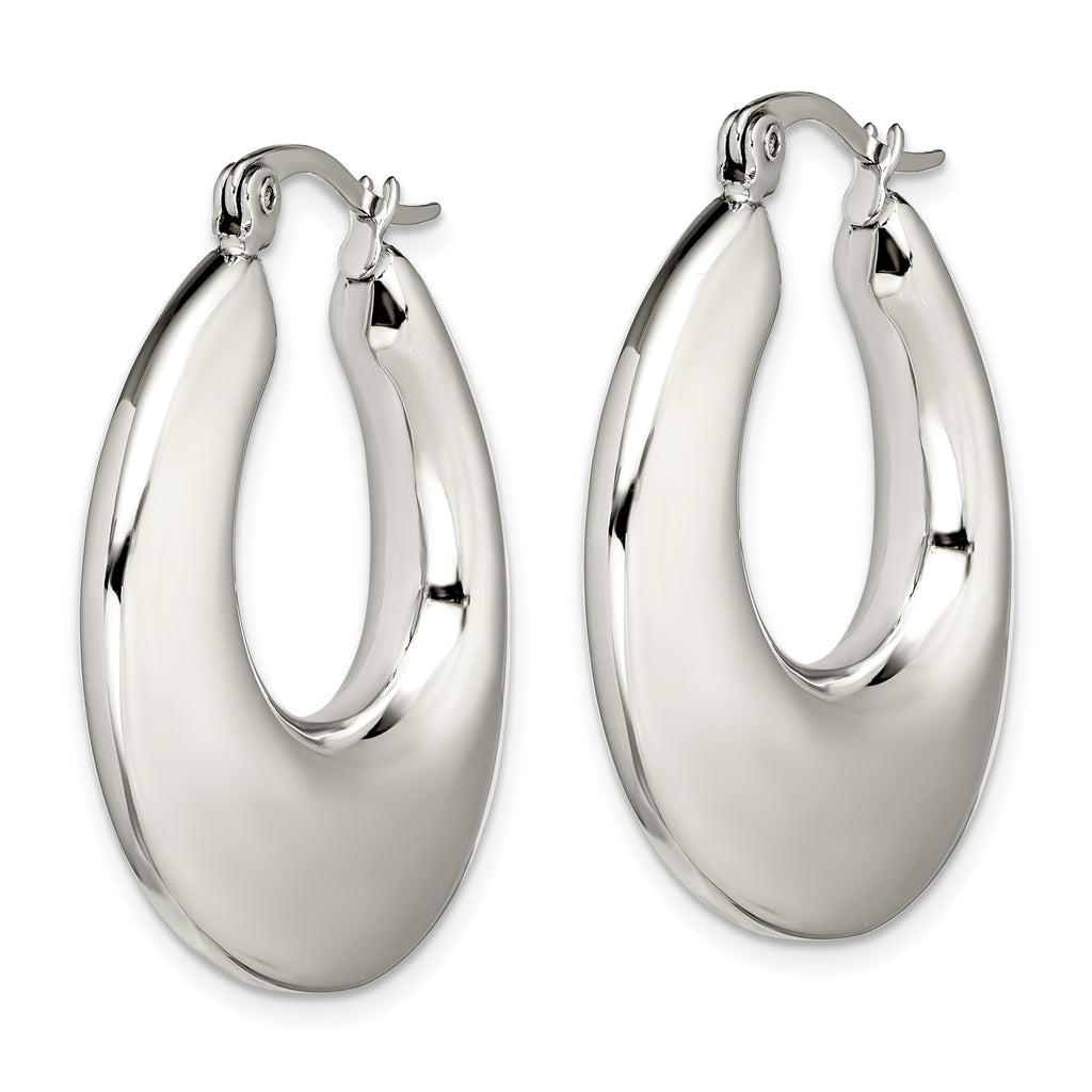 Polished Teardrop Hoop Earrings in Stainless Steel