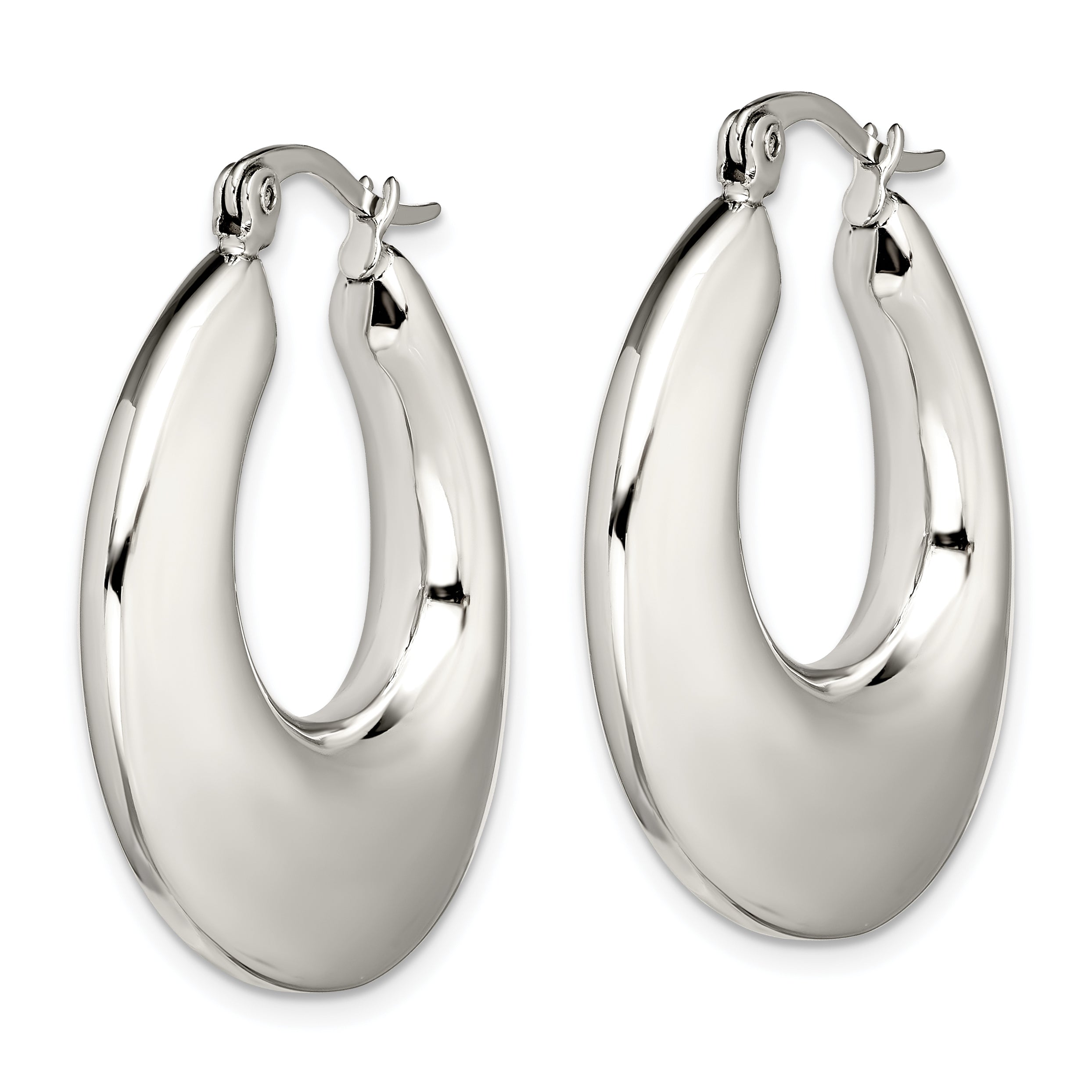 Polished Teardrop Hoop Earrings in Stainless Steel