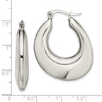 Polished Teardrop Hoop Earrings in Stainless Steel