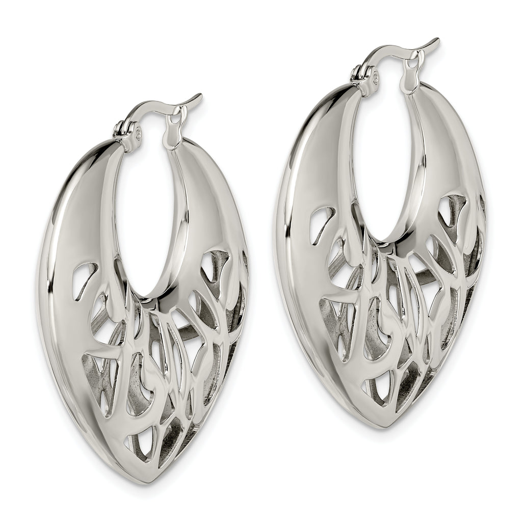 Sophia Stainless Steel Hoop Earrings with Polished Fancy Cut for Women
