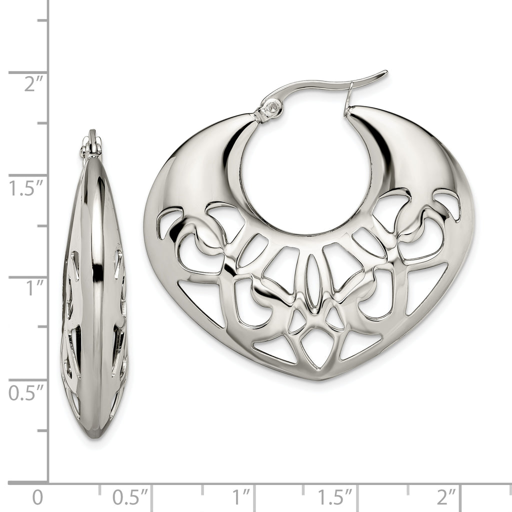 Sophia Stainless Steel Hoop Earrings with Polished Fancy Cut for Women