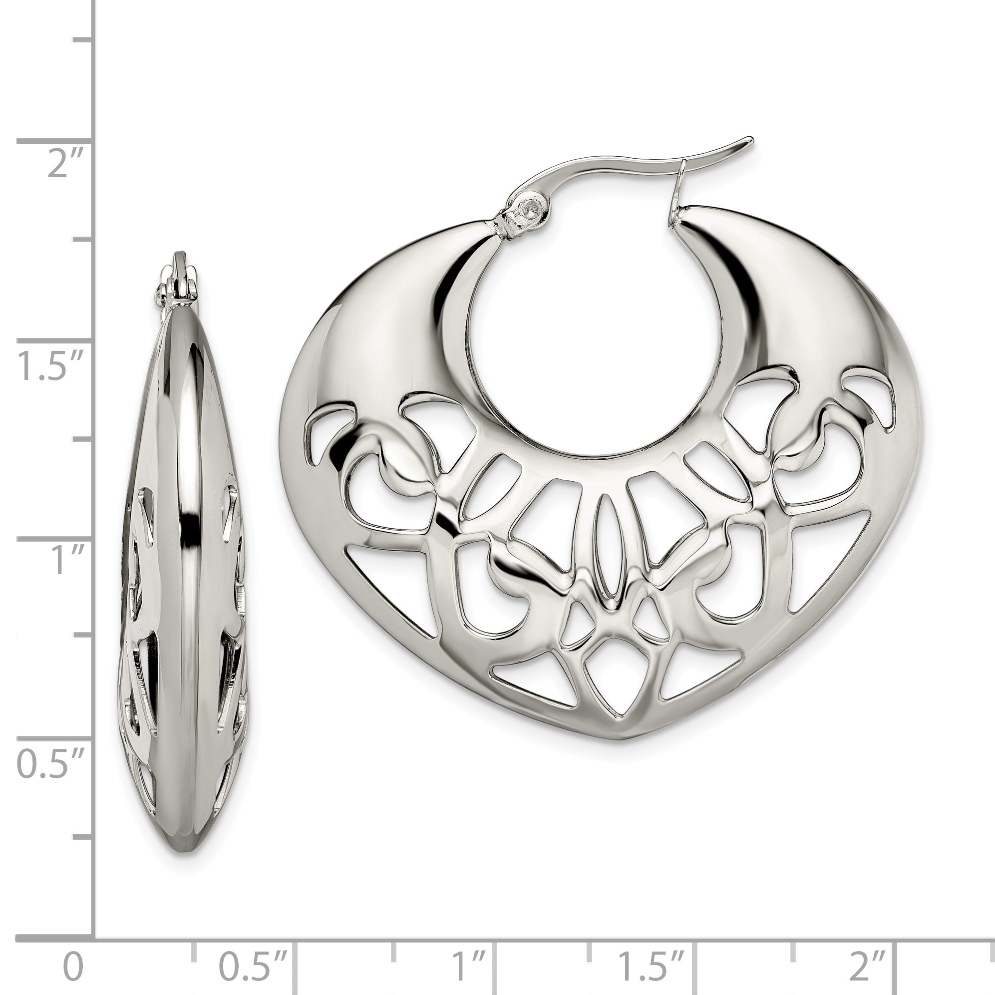 Sophia Stainless Steel Hoop Earrings with Polished Fancy Cut for Women