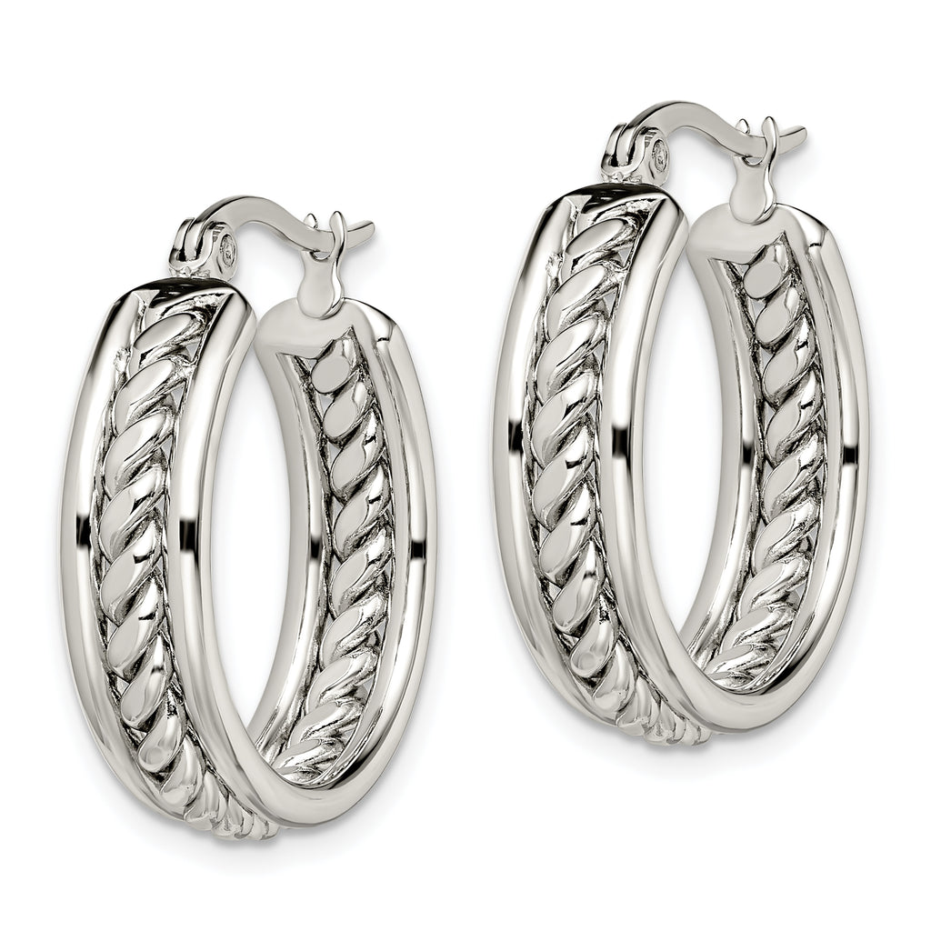 Twisted Hoop Earrings in Stainless Steel, 25mm