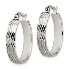Sophia Jewelers Stainless Steel Textured Hoop Earrings Gift Ready
