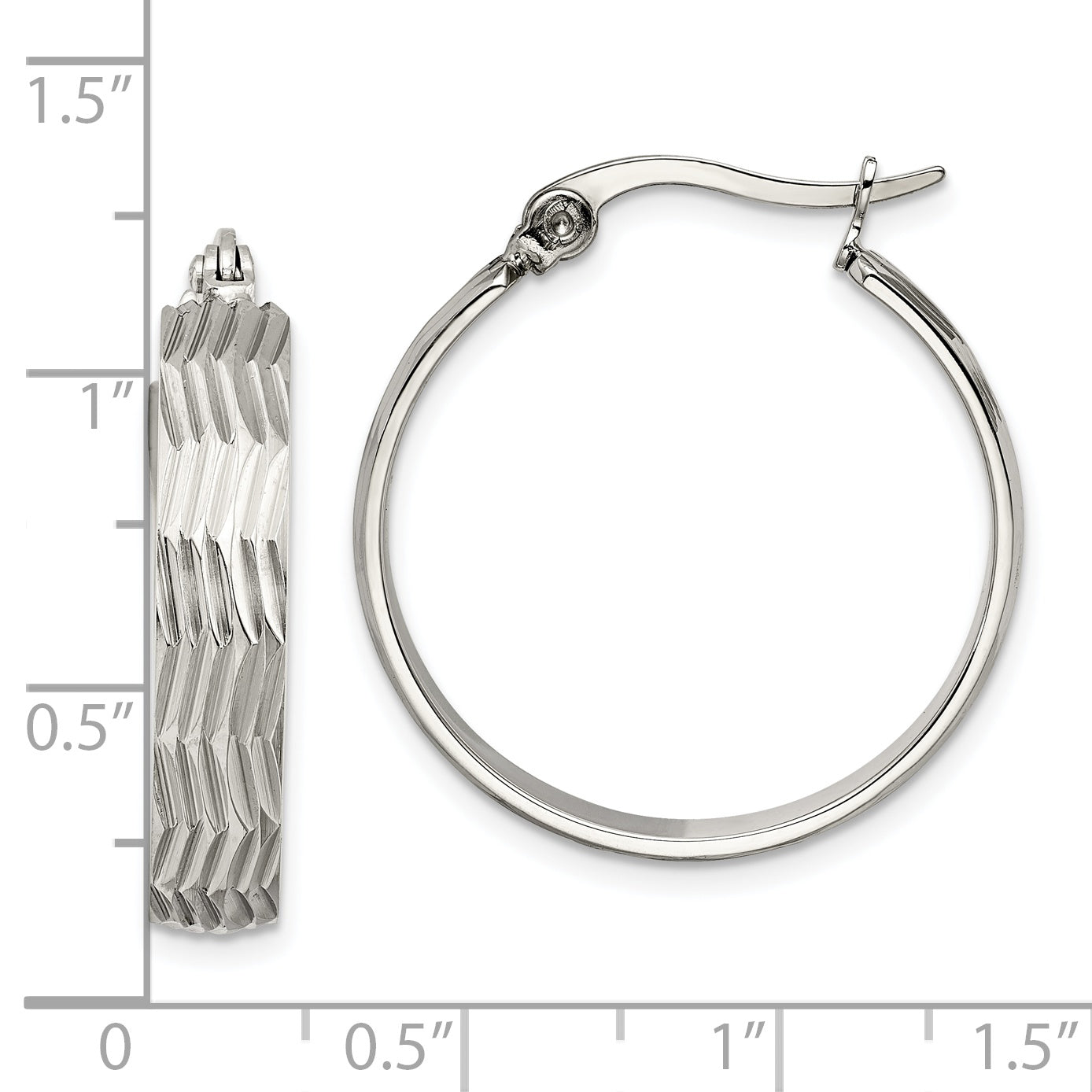 Sophia Jewelers Stainless Steel Textured Hoop Earrings Gift Ready