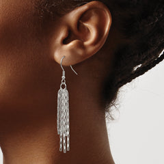 Stainless Steel Polished Earrings with Multi Strand Dangle Elegance