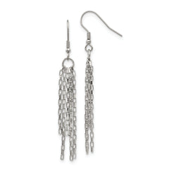 Chisel Stainless Steel Polished Multi Strand Box Chain Dangle Earrings