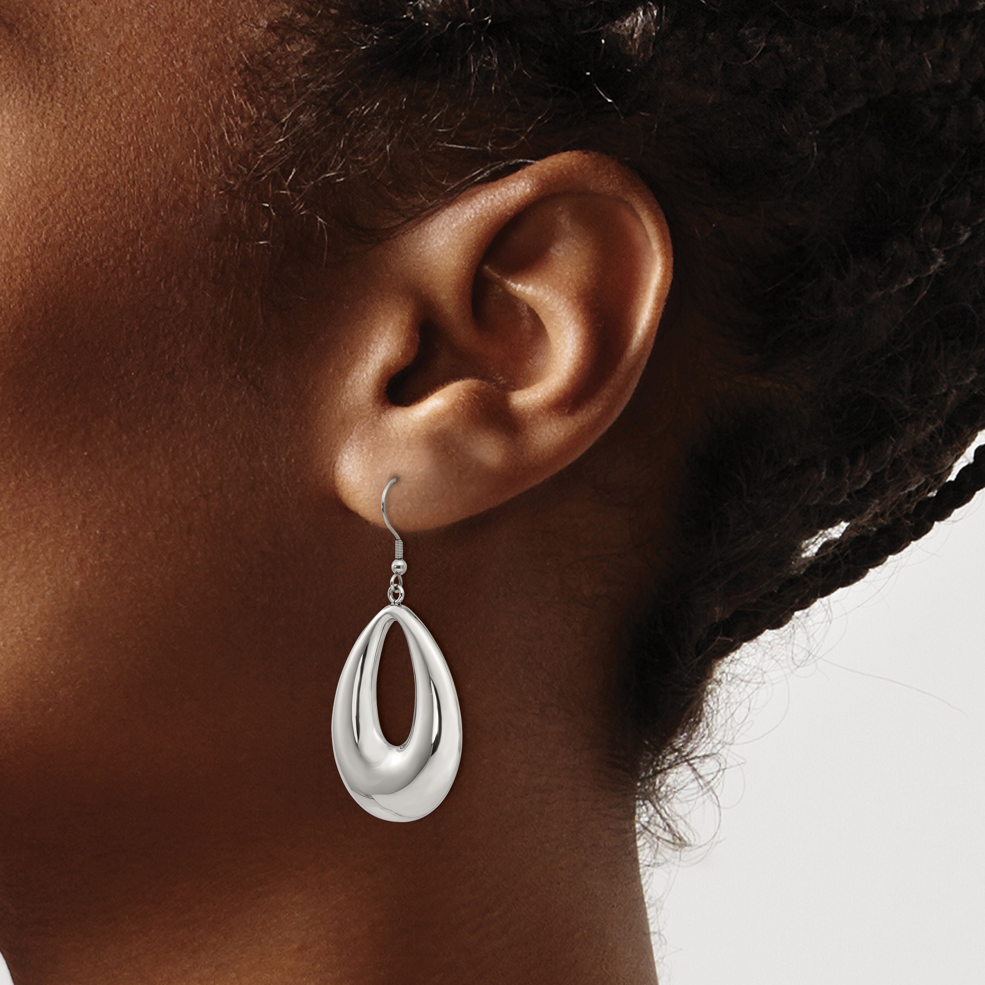 Stainless Steel Dangle Earrings with Polished Finish in Gift Pouch