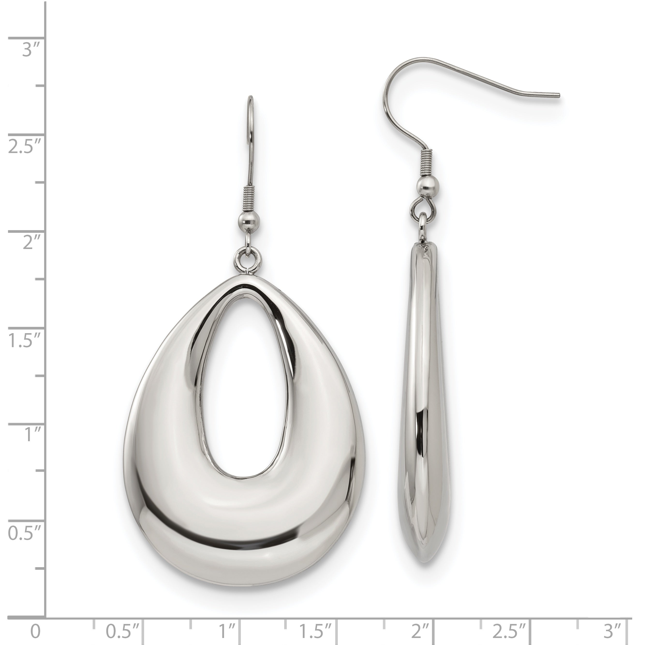 Stainless Steel Dangle Earrings with Polished Finish in Gift Pouch