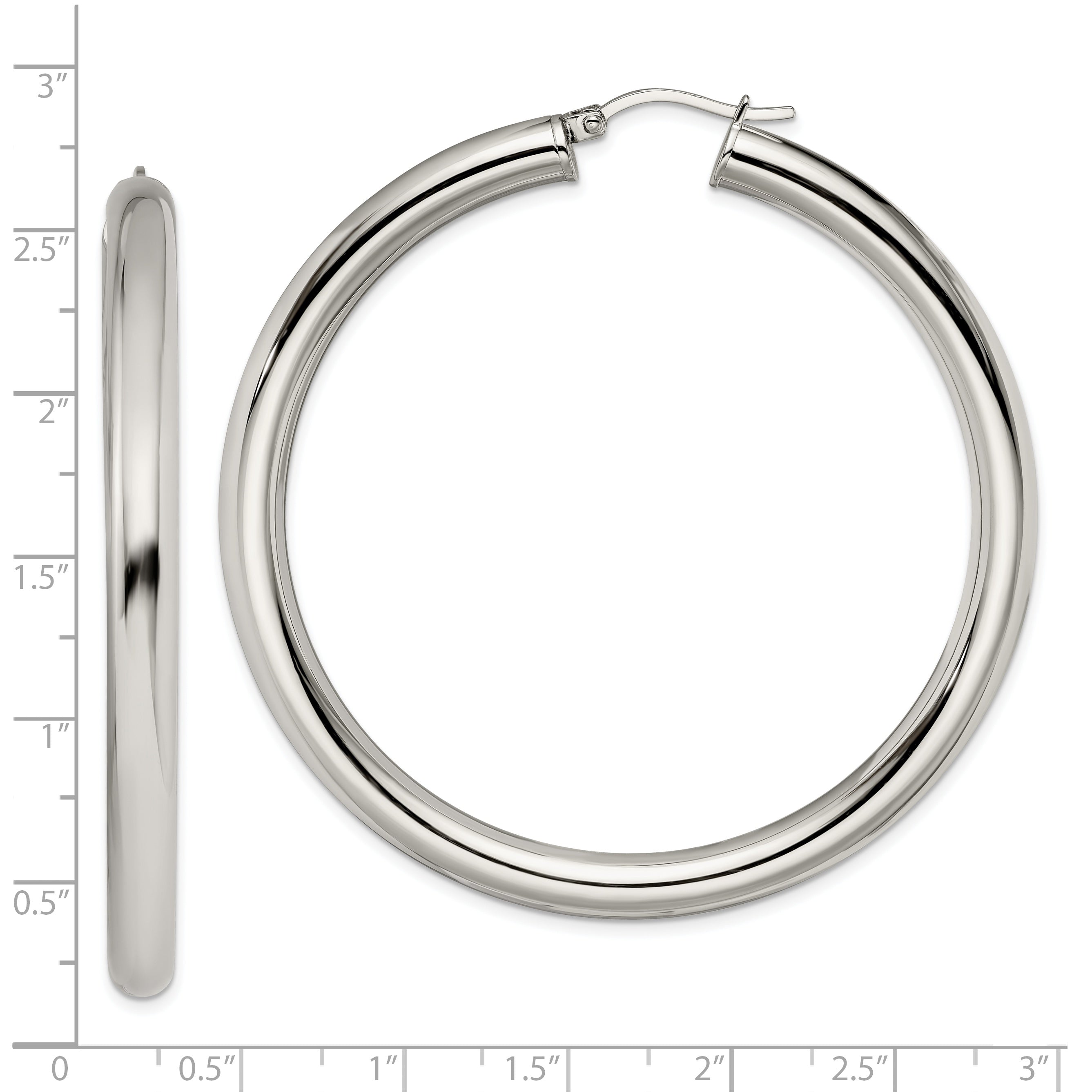 Sophia Jewelers Polished Stainless Steel Hoop Earrings with Gift Pouch