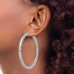 Sophia Jewelers Stainless Steel Hoop Earrings with Polished Striped Texture