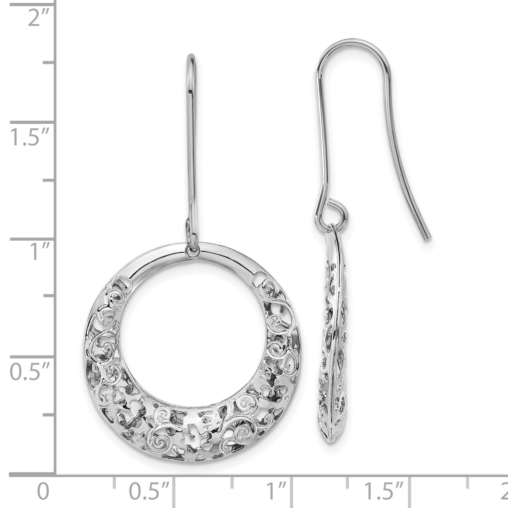 Sophia Jewelers Polished Stainless Steel Filigree Dangle Earrings Gift Ready