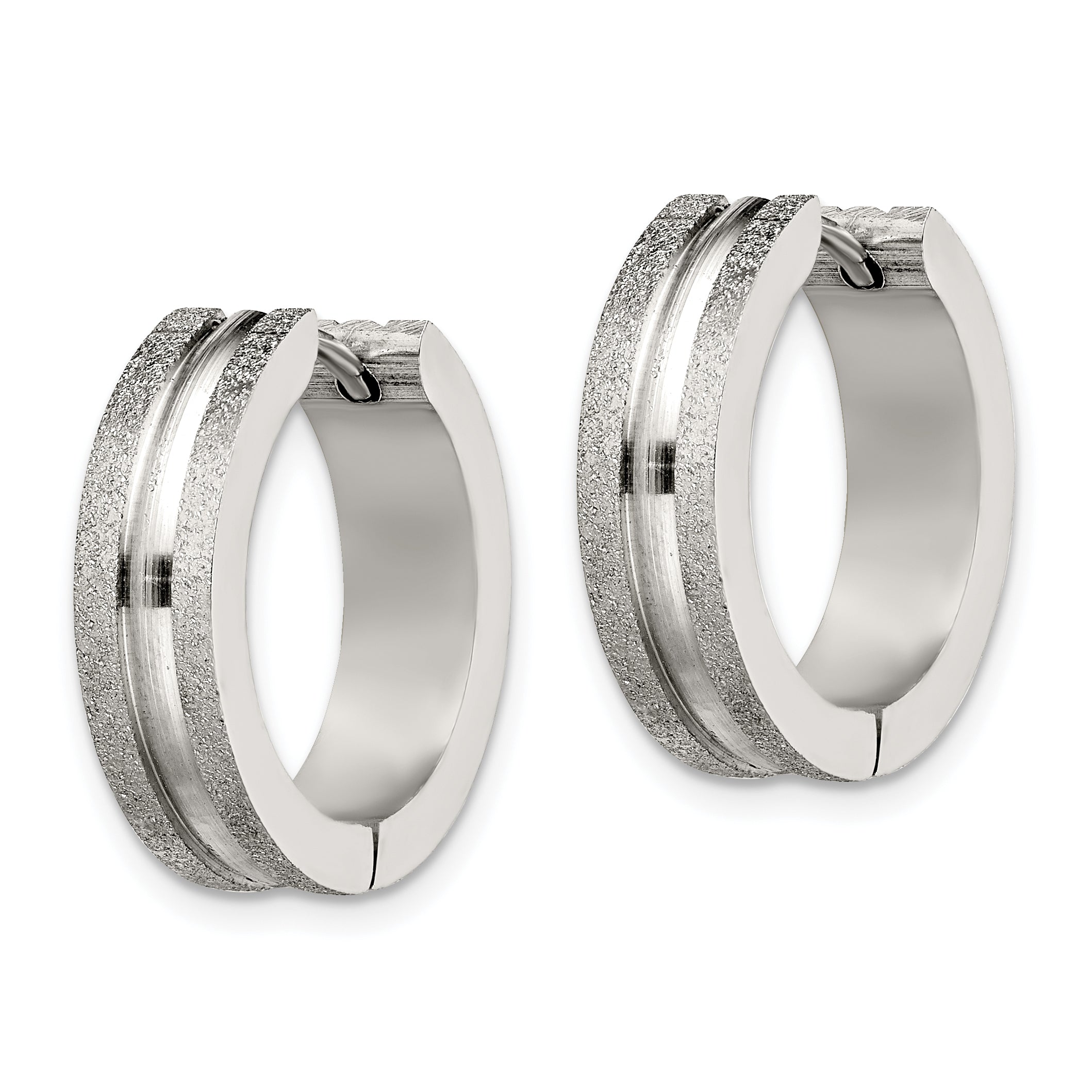 Sophia Jewelers Stainless Steel Polished Laser Cut Hinged Hoops