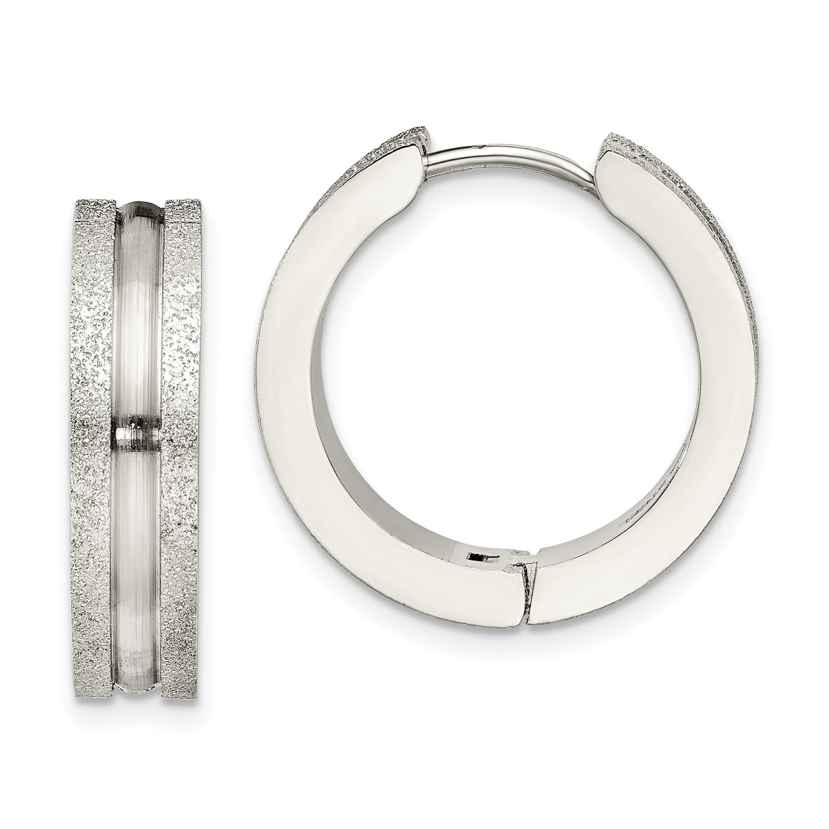 Chisel Stainless Steel Polished Laser Cut 8mm Hinged Hoop Earrings