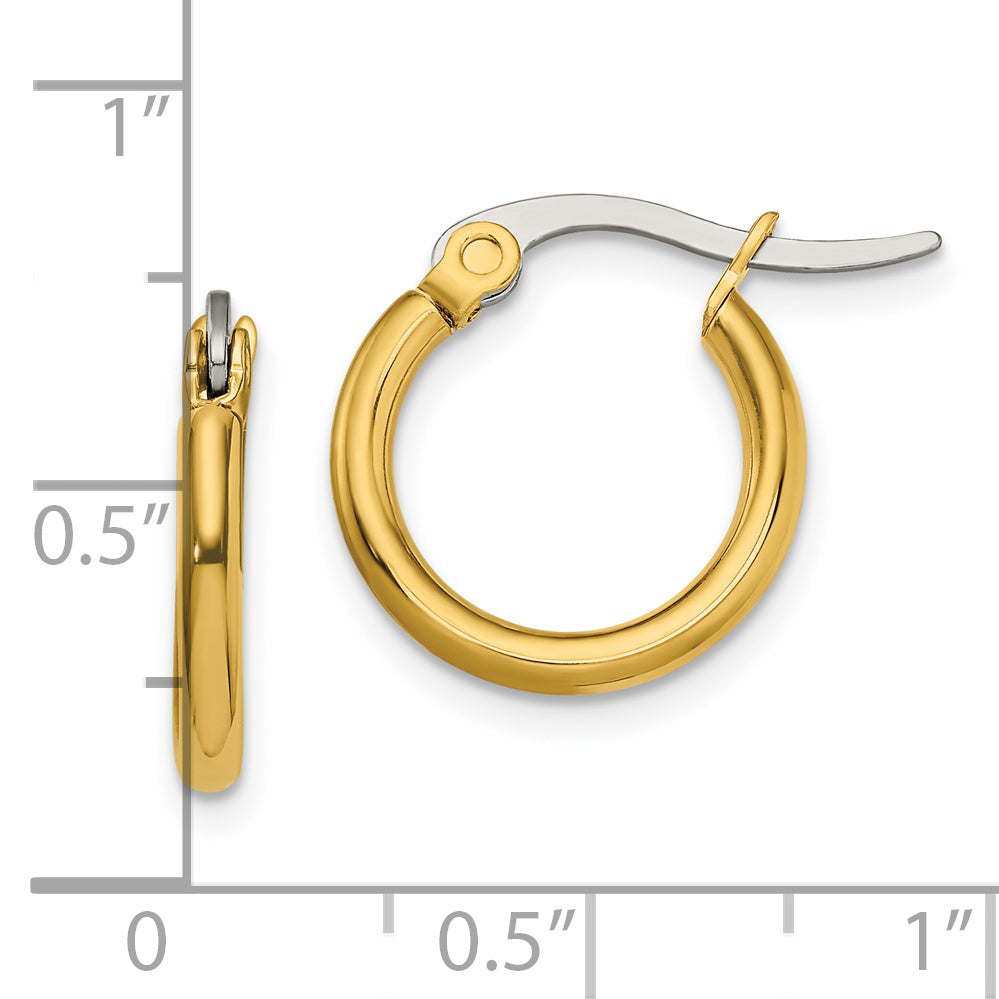 Polished Hoop Earrings in Gold-Tone Stainless Steel