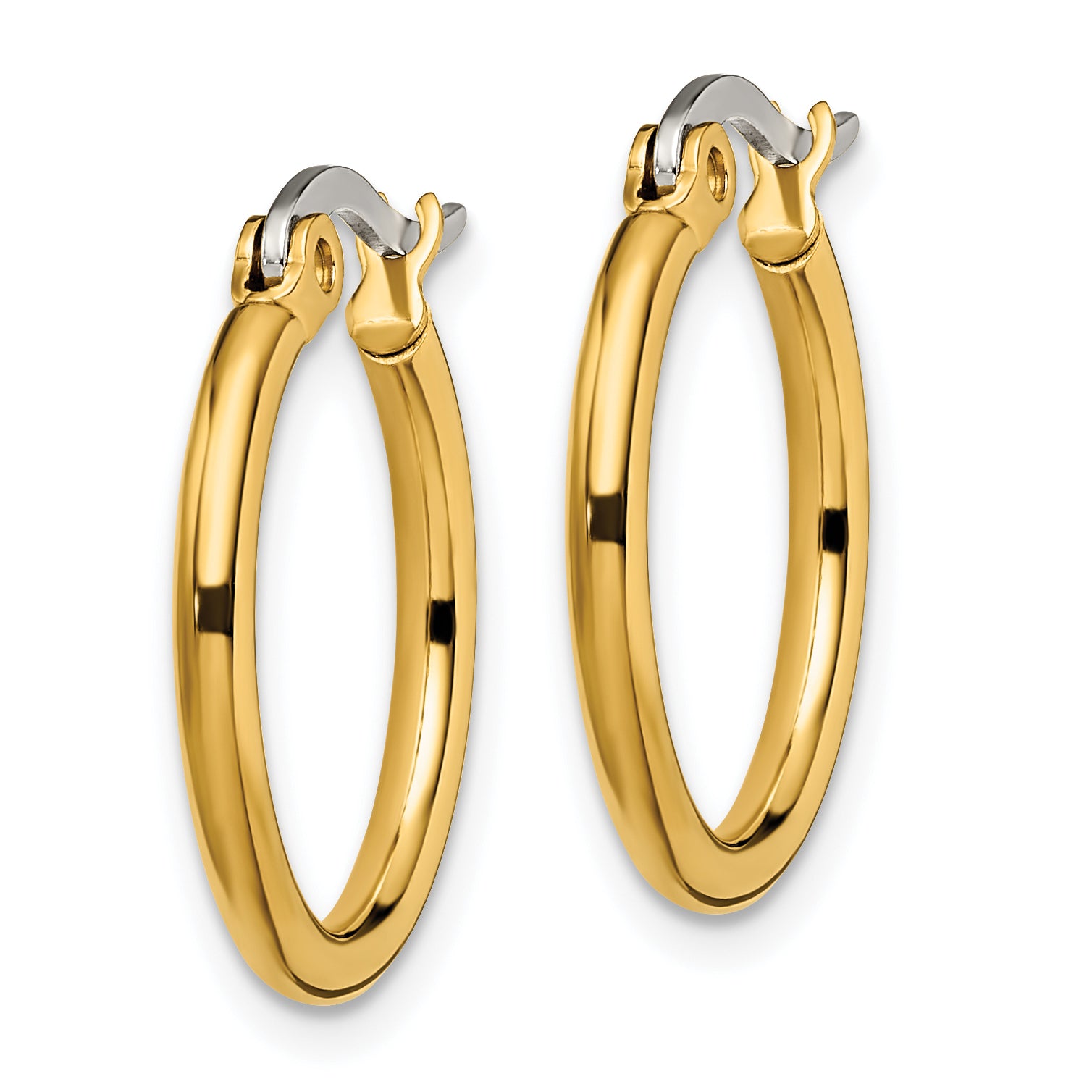 Polished Hoop Earrings in Gold-Tone Stainless Steel, 19mm