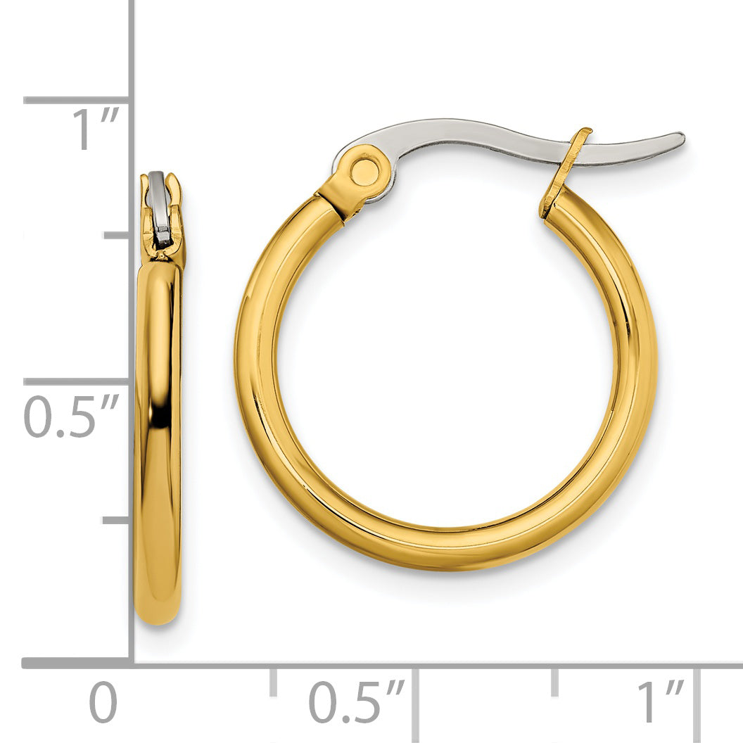 Polished Hoop Earrings in Gold-Tone Stainless Steel, 19mm