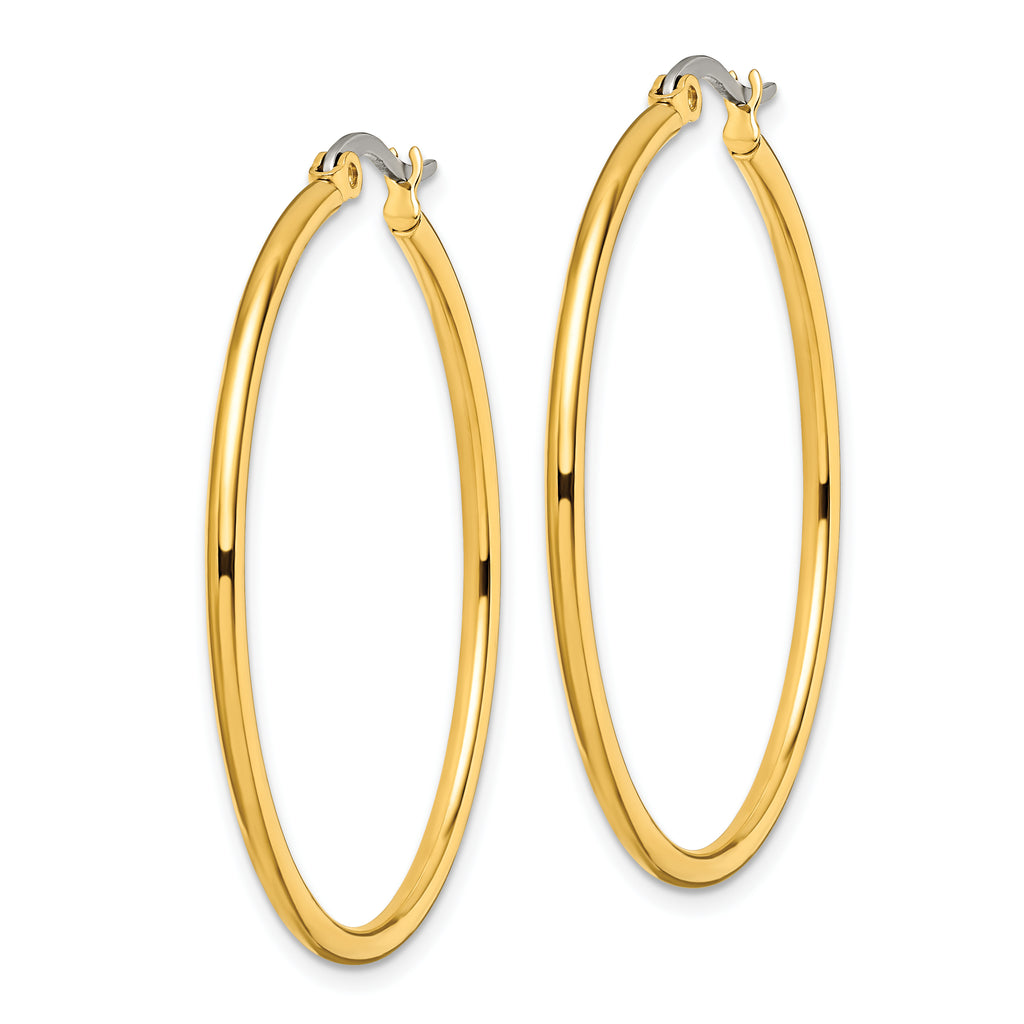 Polished Hoop Earrings in Gold-Tone Stainless Steel, 40mm