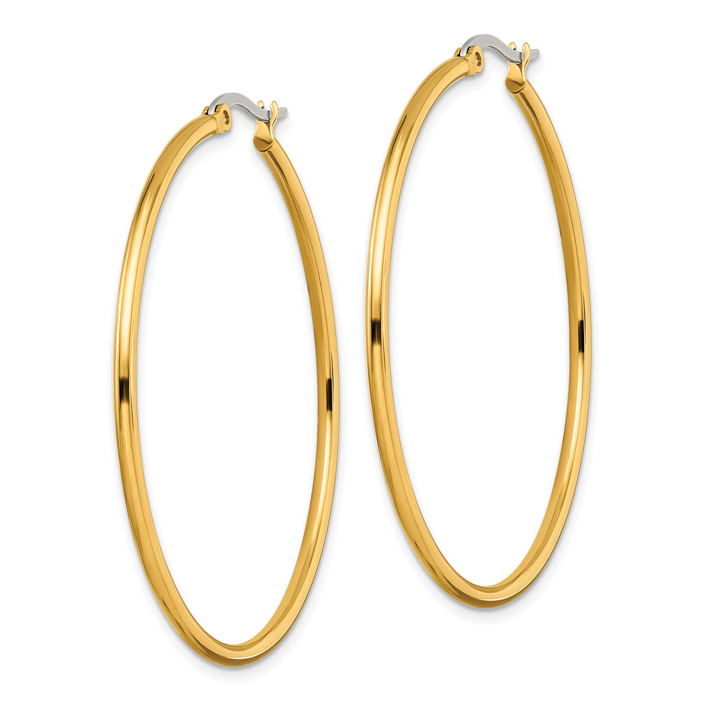 Polished Hoop Earrings in Gold-Tone Stainless Steel, 48mm