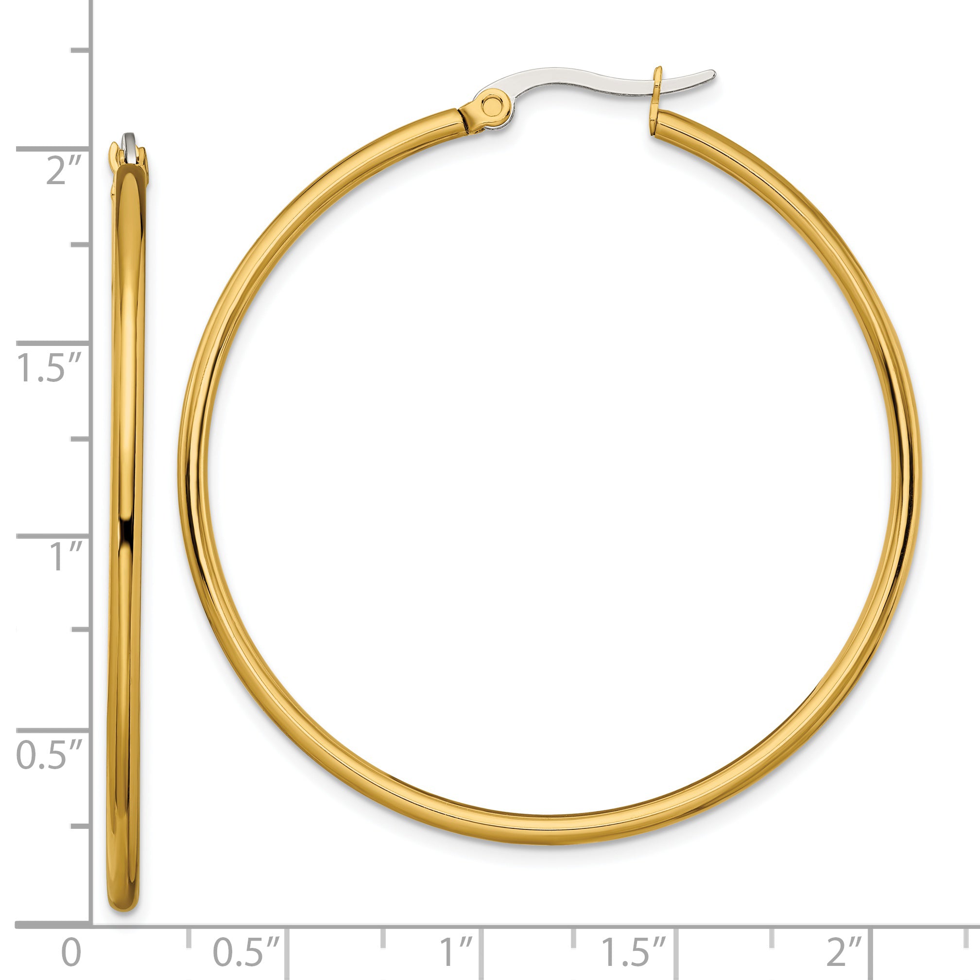 Polished Hoop Earrings in Gold-Tone Stainless Steel, 48mm