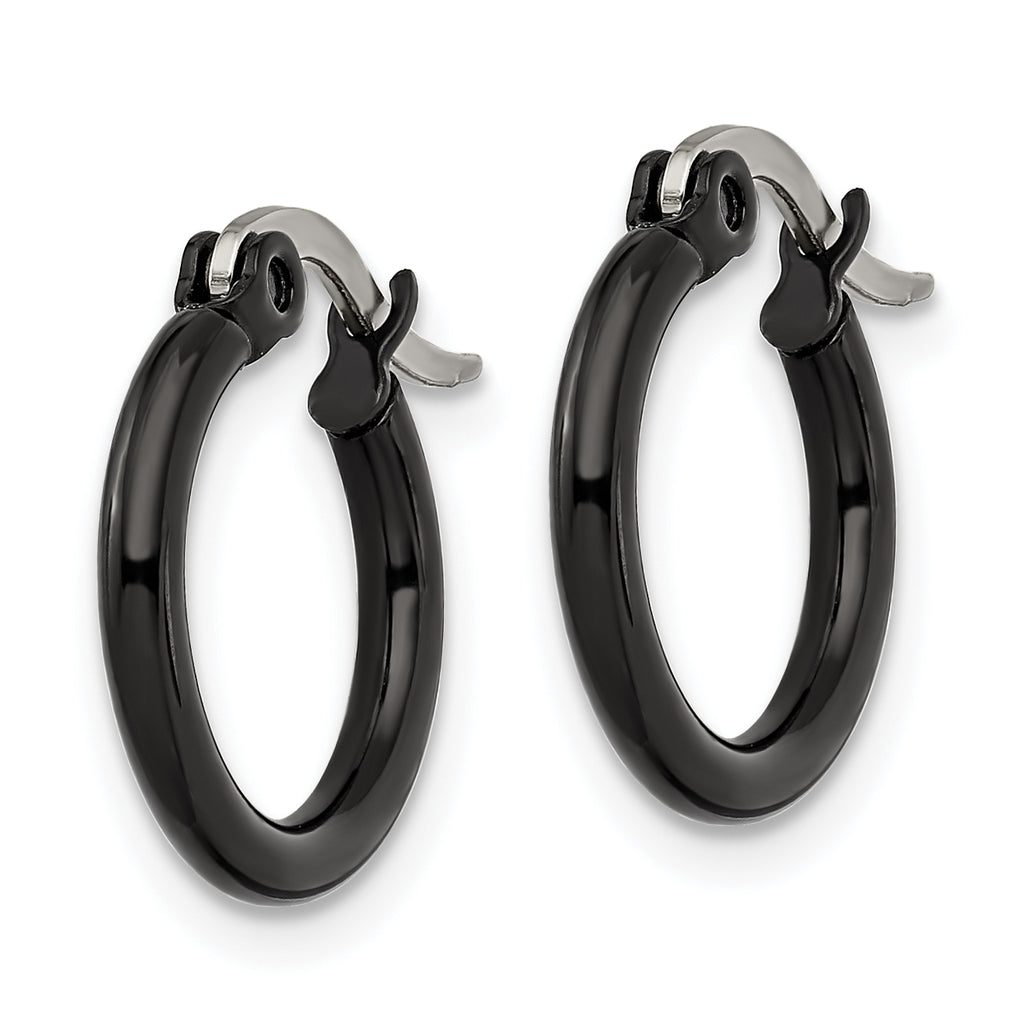 Black IP-Plated Hoop Earrings in Stainless Steel