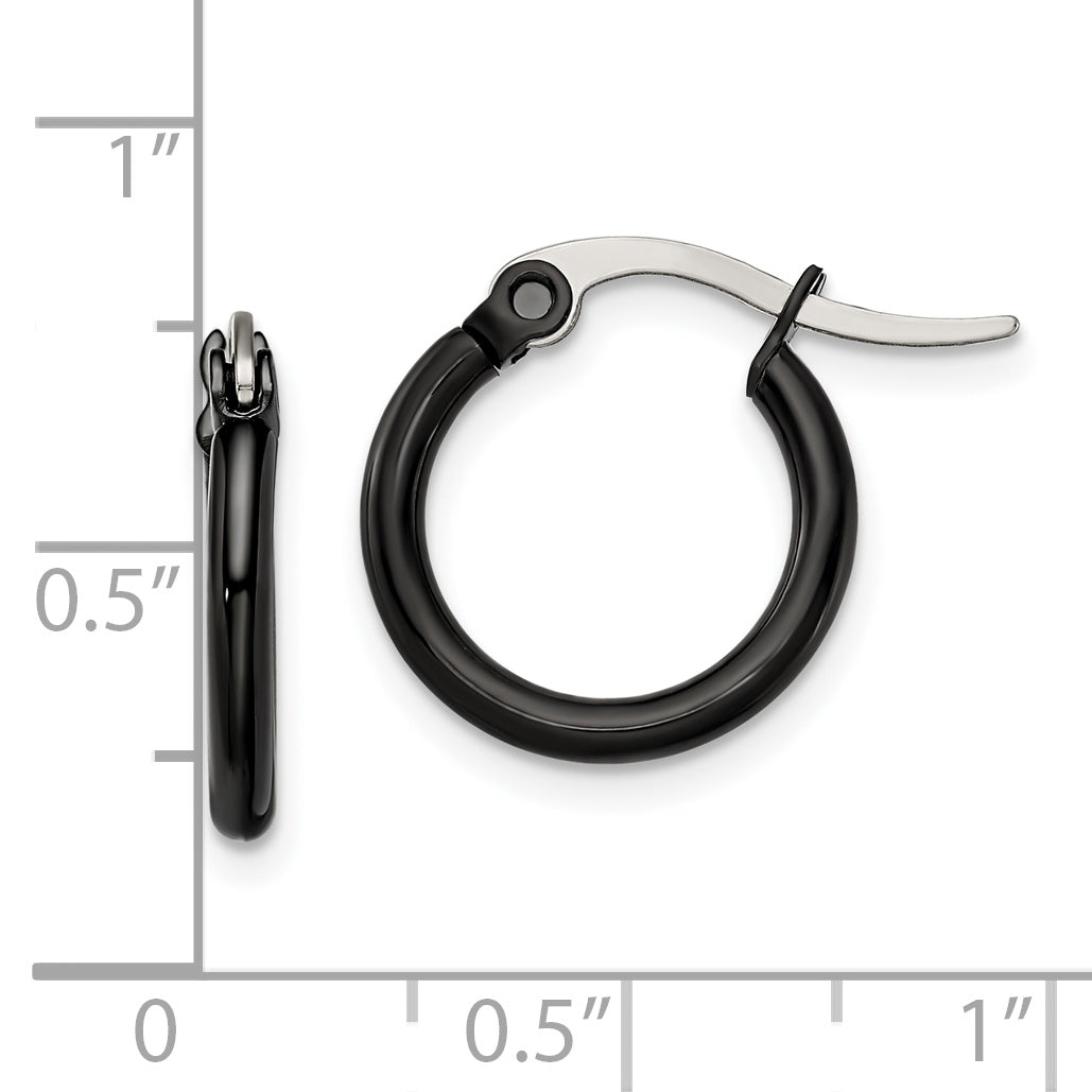 Sophia Jewelers Polished Black IP Stainless Steel Hoop Earrings Gift Ready