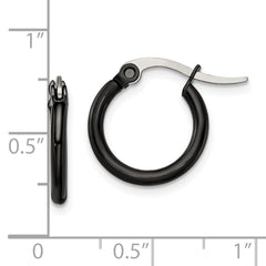 Sophia Jewelers Polished Black IP Stainless Steel Hoop Earrings Gift Ready