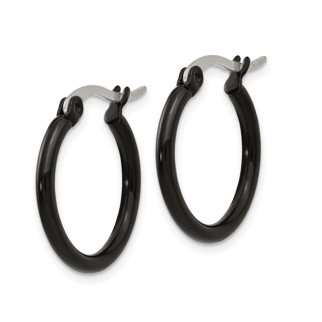 Black IP-Plated Hoop Earrings in Stainless Steel, 19mm