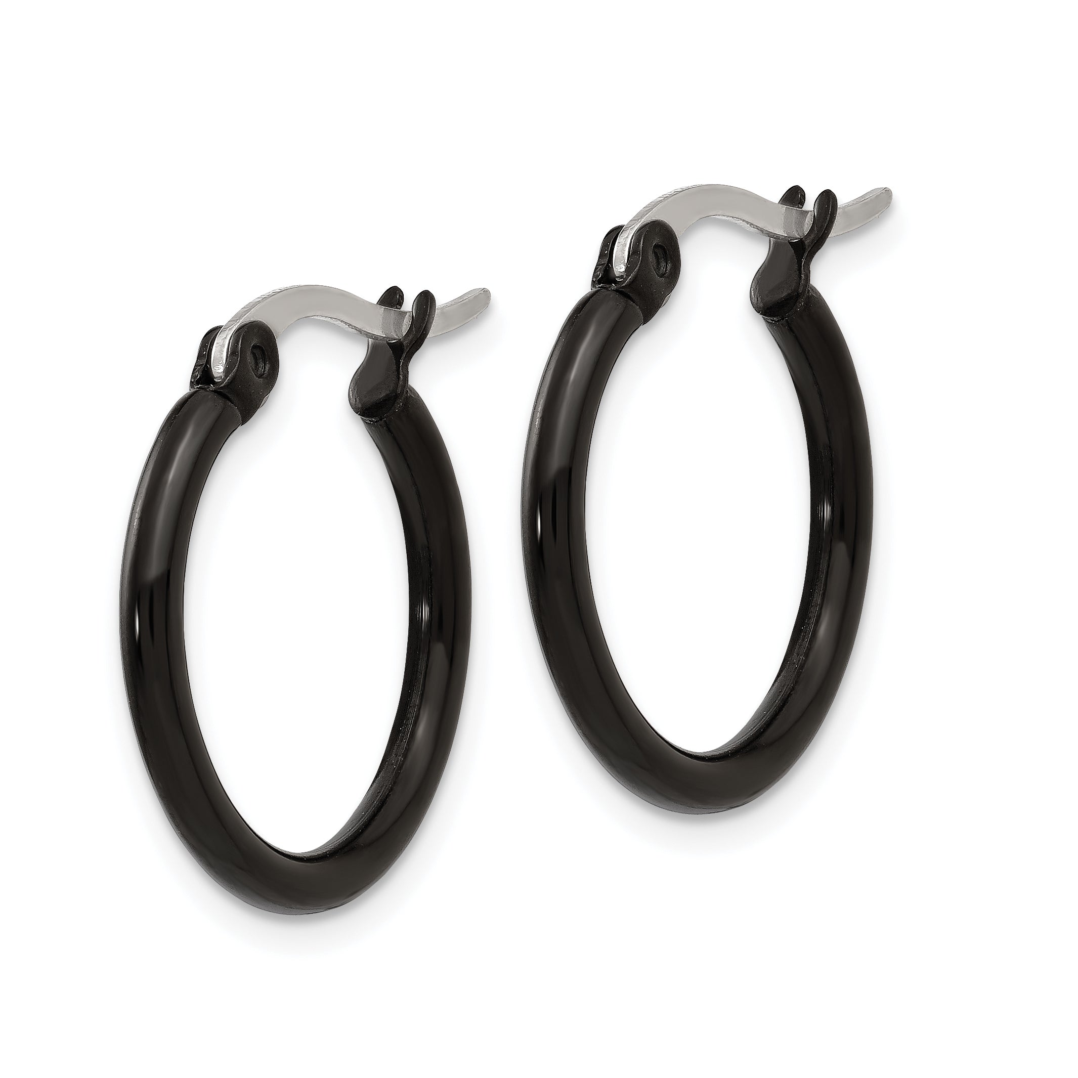 Black IP-Plated Hoop Earrings in Stainless Steel, 19mm