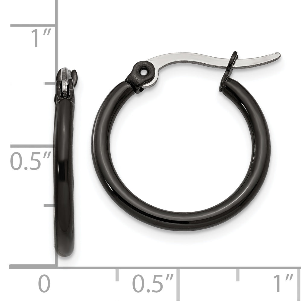 Sophia Jewelers Polished Black Stainless Steel Women's Hoop Earrings Gift Ready