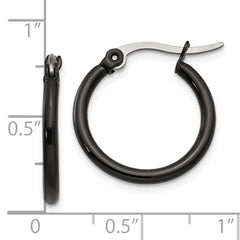 Sophia Jewelers Polished Black Stainless Steel Women's Hoop Earrings Gift Ready